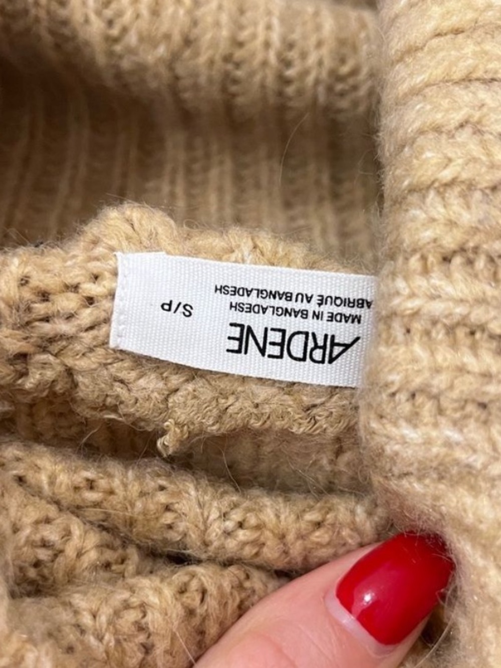 Ardene Cropped Turtleneck Sweater Women’s Small Beige Ribbed Knit Cozy - Picture 5 of 5